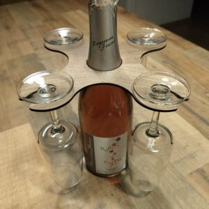 Support 4 verres noyer